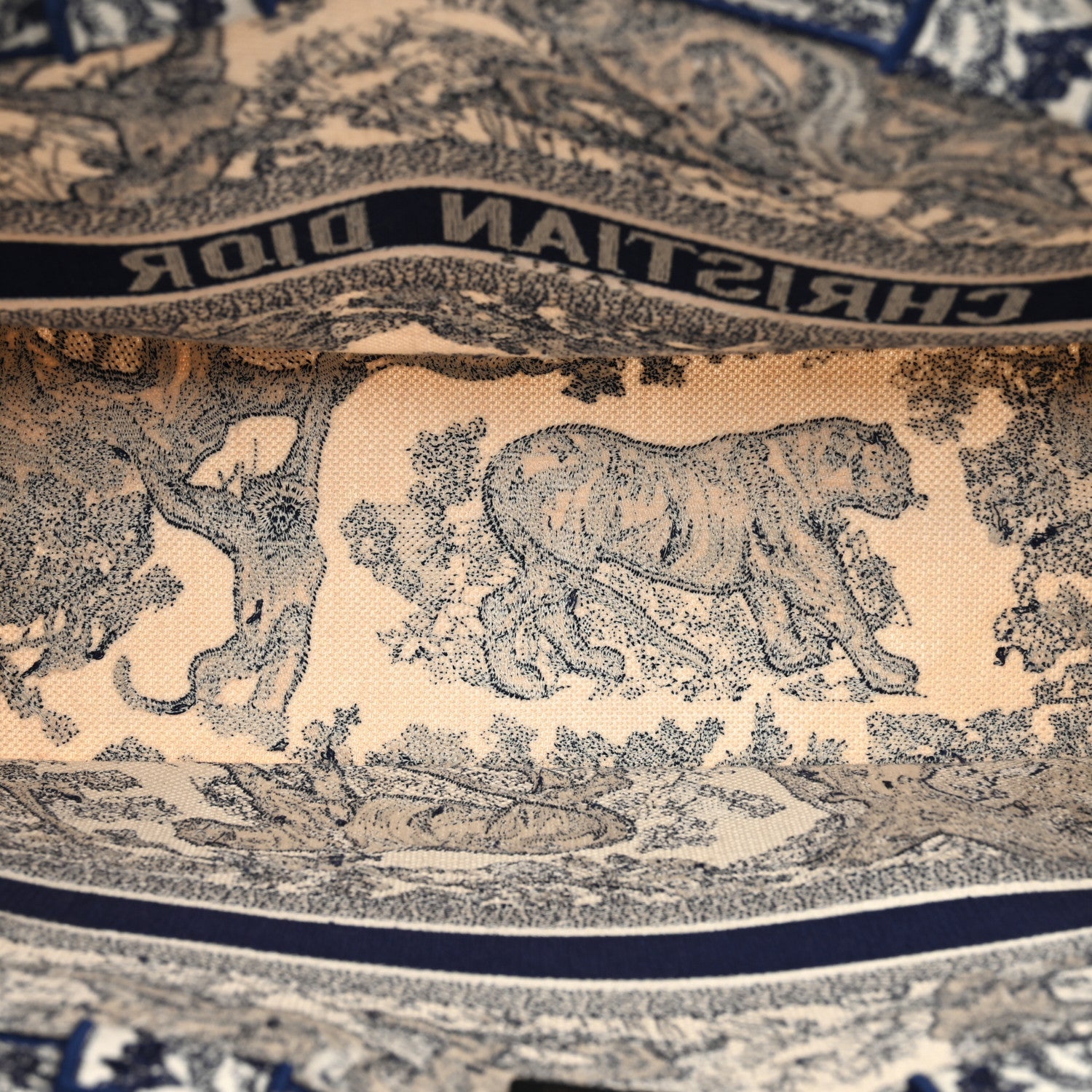 Canvas Embroidered Large D1ORiviera Toile De Jouy Book Tote Blue