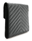 Grain De Poudre Matelasse Chevron Monogram Envelope Clutch Black