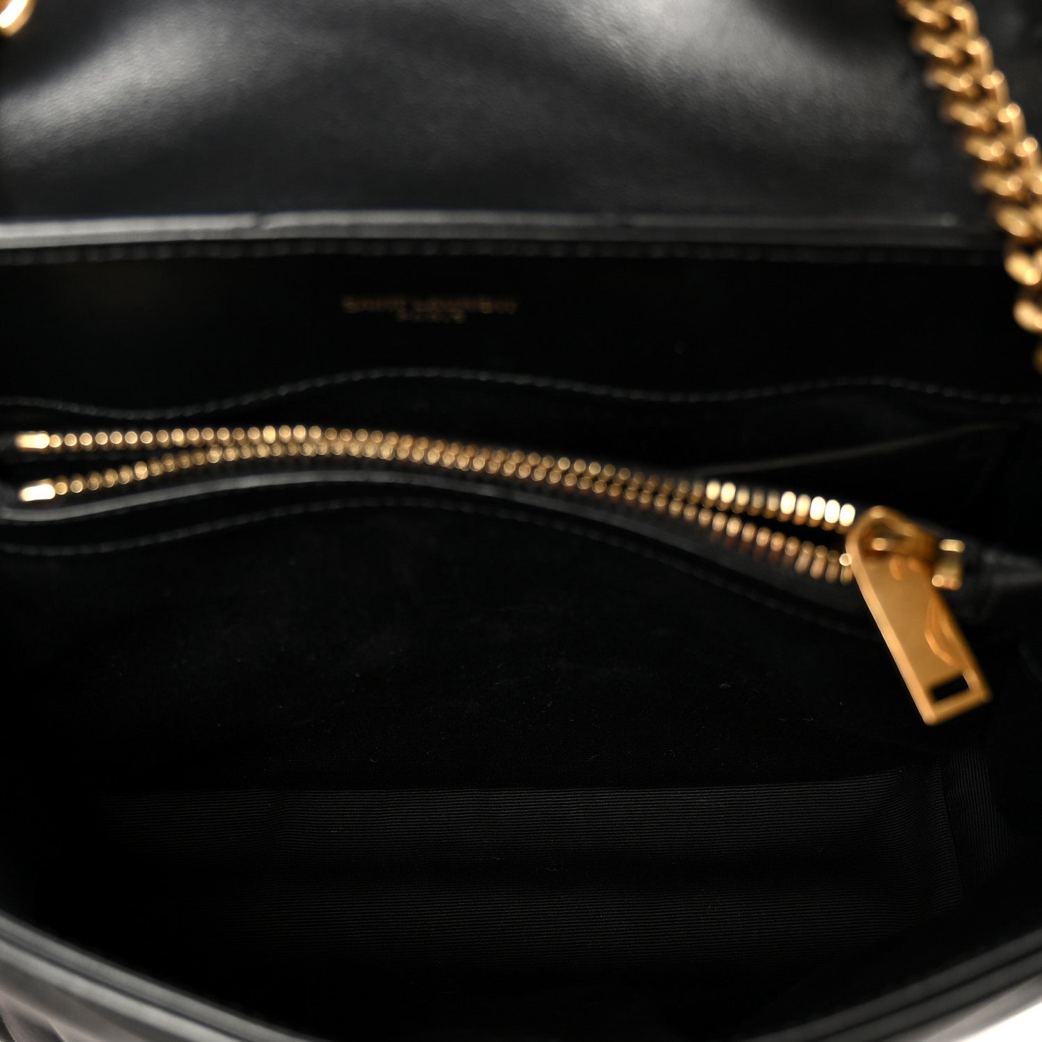 Calfskin Y Quilted Monogram Small Loulou Chain Satchel Black