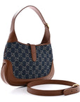 New Denim GG Monogram Calfskin Small Jackie 1961 Hobo Blue Tea Cuir