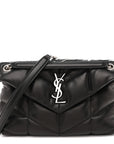 Lambskin Quilted Small Loulou Puffer Monogram Chain Satchel Black