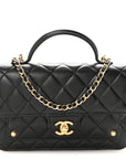 Lambskin Quilted Preppy Satchel Wallet On Chain WOC Black