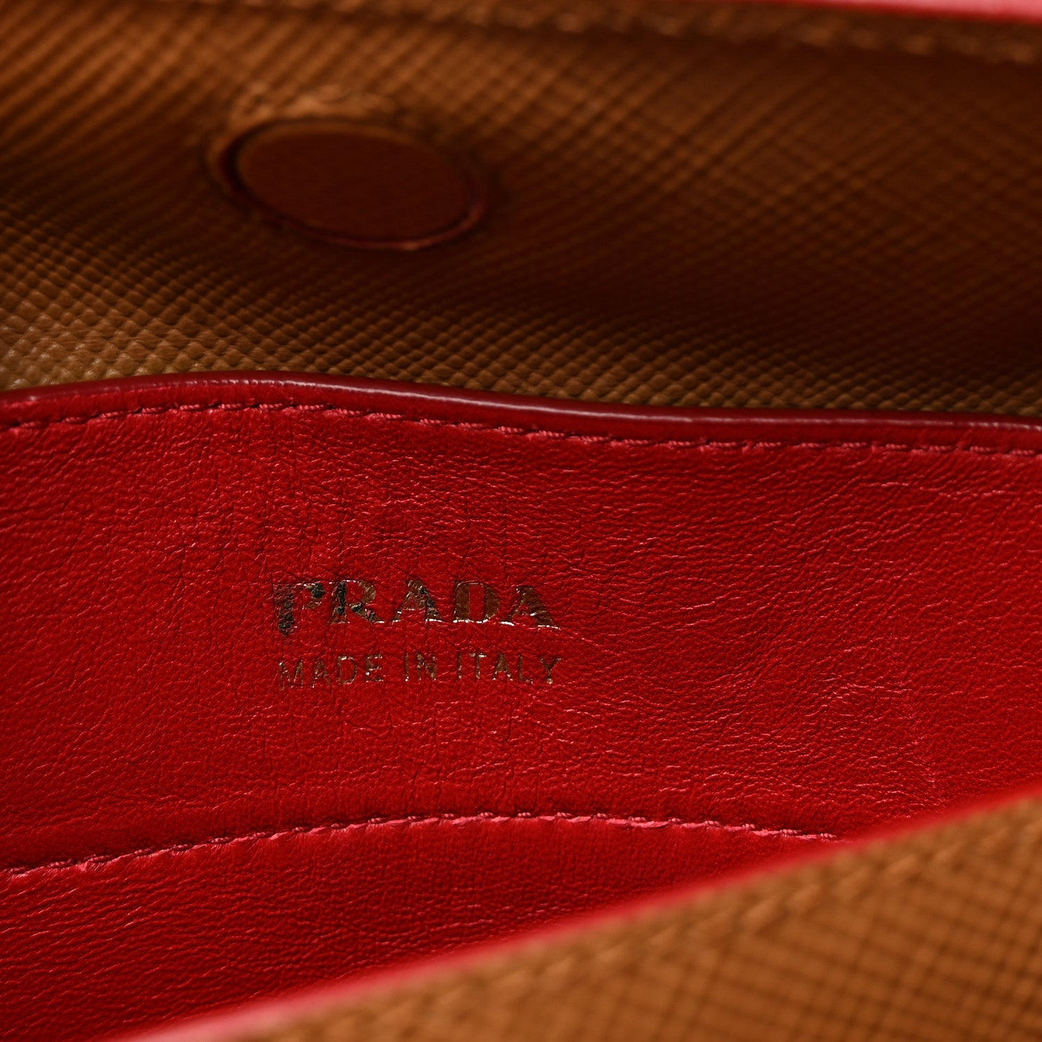 Saffiano Cuir Medium Double Bag Caramel Fuoco