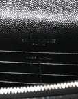 Grain De Poudre Matelasse Chevron Monogram Envelope Chain Wallet Black