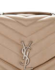 Calfskin Y Quilted Monogram Medium Loulou Chain Satchel Nude Powder