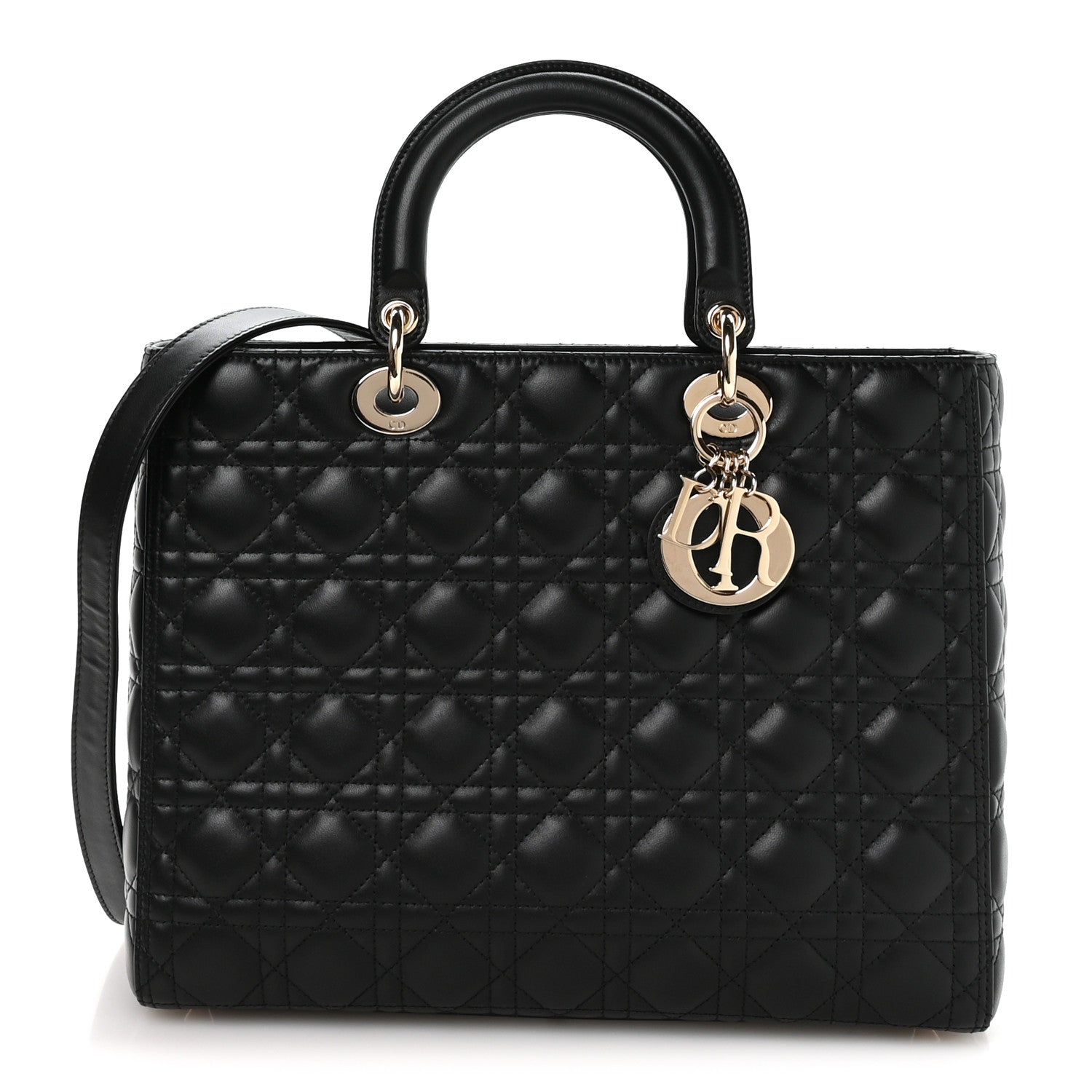 Lambskin Cannage Large Lady D1OR Black