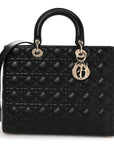 Lambskin Cannage Large Lady D1OR Black