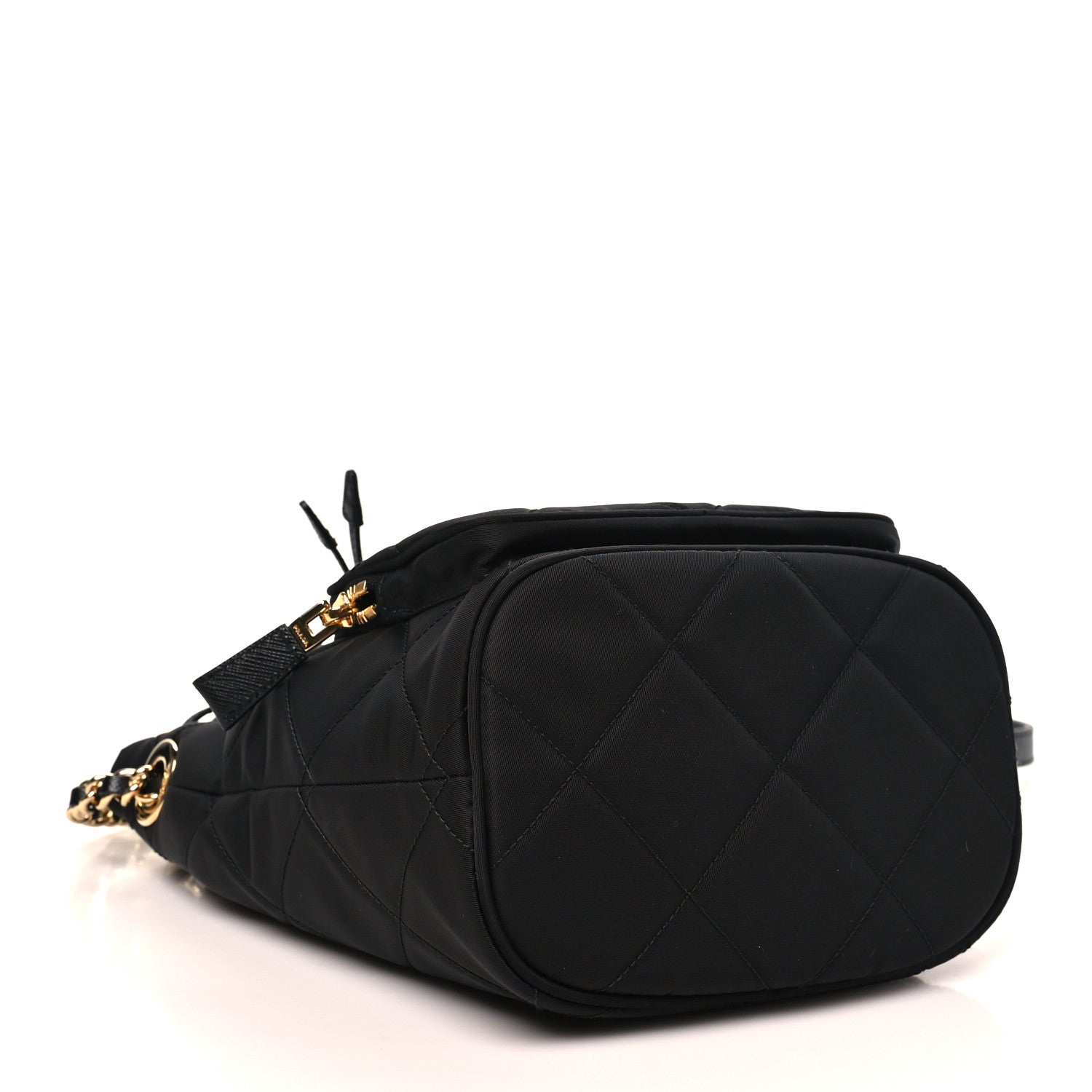Re-Nylon Saffiano Stitched Duet Bucket Bag Black