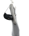 Shiny Lambskin Soft Triomphe Half Moon Bag Black