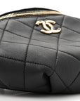 Lambskin Quilted Resin Bi-Color Waist Bag Fanny Pack Black