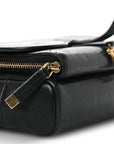 Goatskin Double Saddle Pouch Black