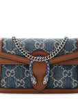 New Denim GG Monogram Dollar Calfskin Enamel Super Mini Dionysus Shoulder Bag Blue Tea Cuir Epilog Electric Blue