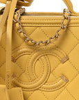 Caviar Quilted Small CC Filigree Vanity Case Yellow