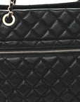Lambskin Quilted Large Tote Black
