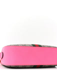 GG Supreme Monogram Textured Dollar Calfskin Web Ophidia Small Crossbody Bag Beige Ebony Fuchsia