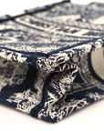 Canvas Toile de Jouy Reverse Embroidered Mini Book Tote Phone Bag Blue