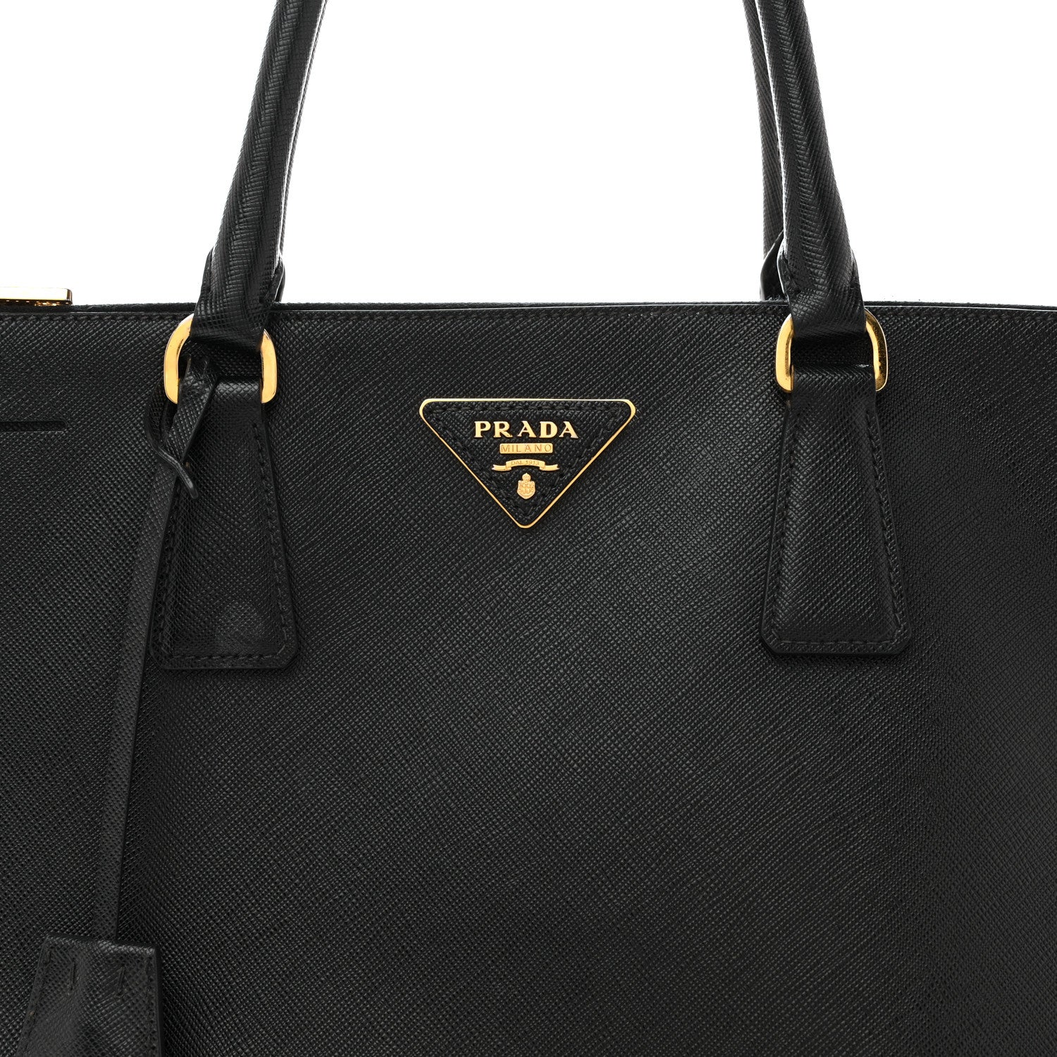 Saffiano Lux Medium Galleria Double Zip Tote Black