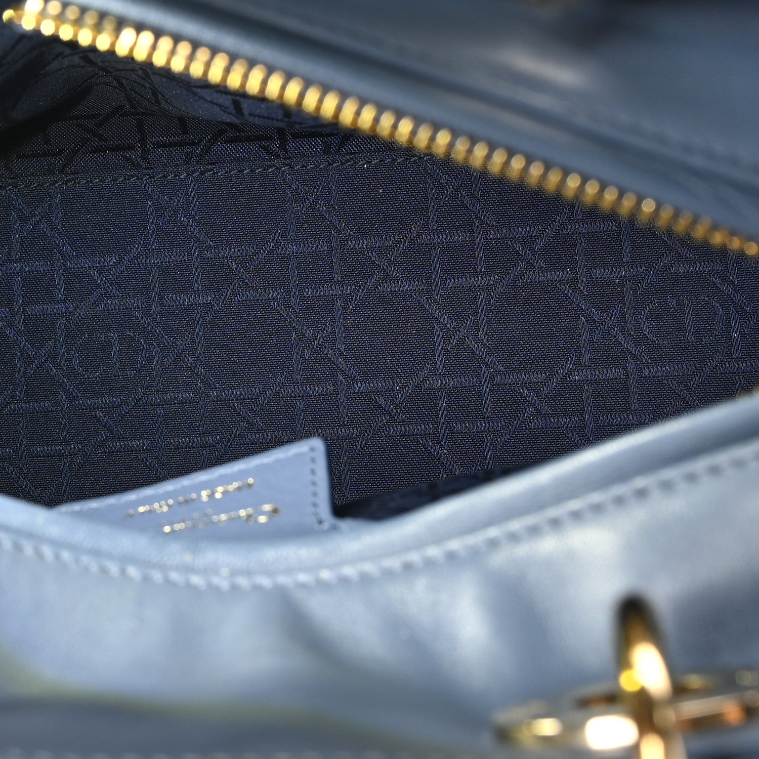 Lambskin Cannage Medium Lady D1OR Denim Blue