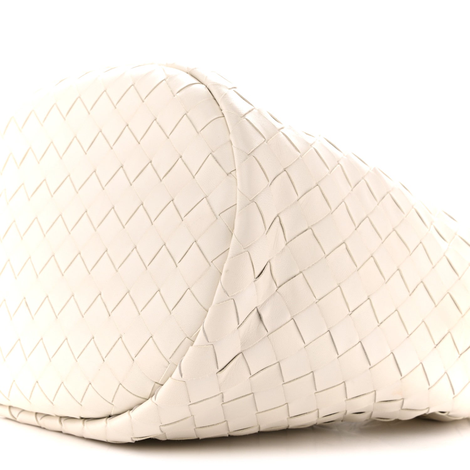 Calfskin Intrecciato Small Castello Bucket Bag White