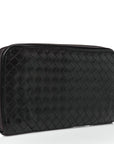 Nappa Intrecciato Zip Around Wallet Ebano