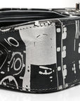 Lambskin Graffiti Printed Medium Double Flap Black Silver