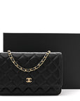 Lambskin Quilted Wallet On Chain WOC Black