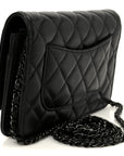 Pearly Lambskin Quilted Wallet On Chain WOC So Black