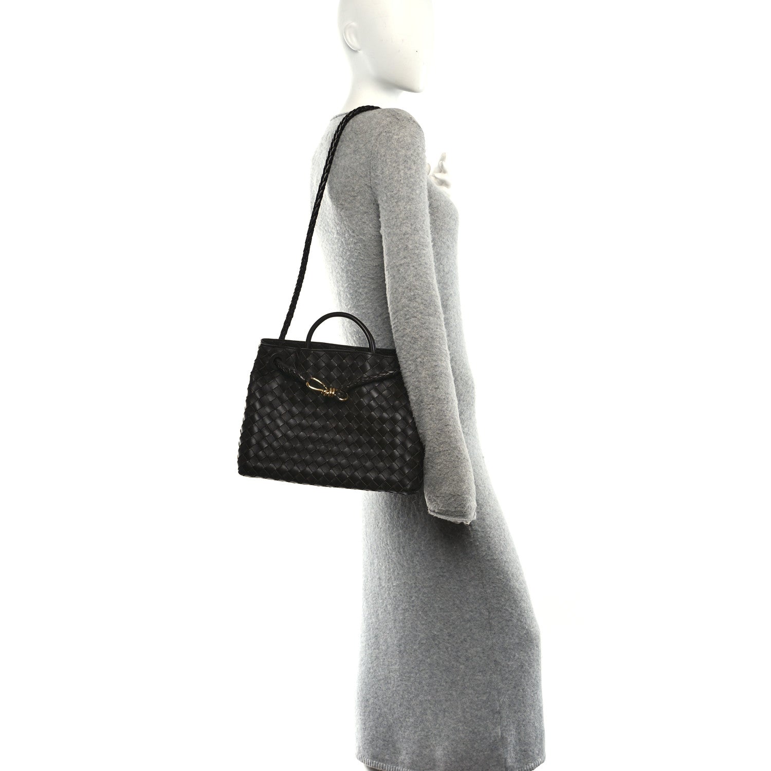 Nappa Intrecciato Medium Andiamo Shoulder Bag Fondant