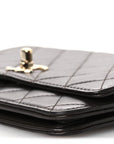 Lambskin Quilted Trendy CC Wallet On Chain WOC Dark Brown