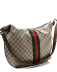 GG Supreme Monogram Web Ophidia Half Moon Hobo Brown