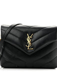 Calfskin Y Quilted Monogram Toy Loulou Crossbody Bag Black