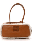 Shearling Calfskin Arcadie Top Handle Bag Cognac
