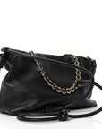 Mellow Nappa Medium Donut Chain Flamenco Knot Clutch Black