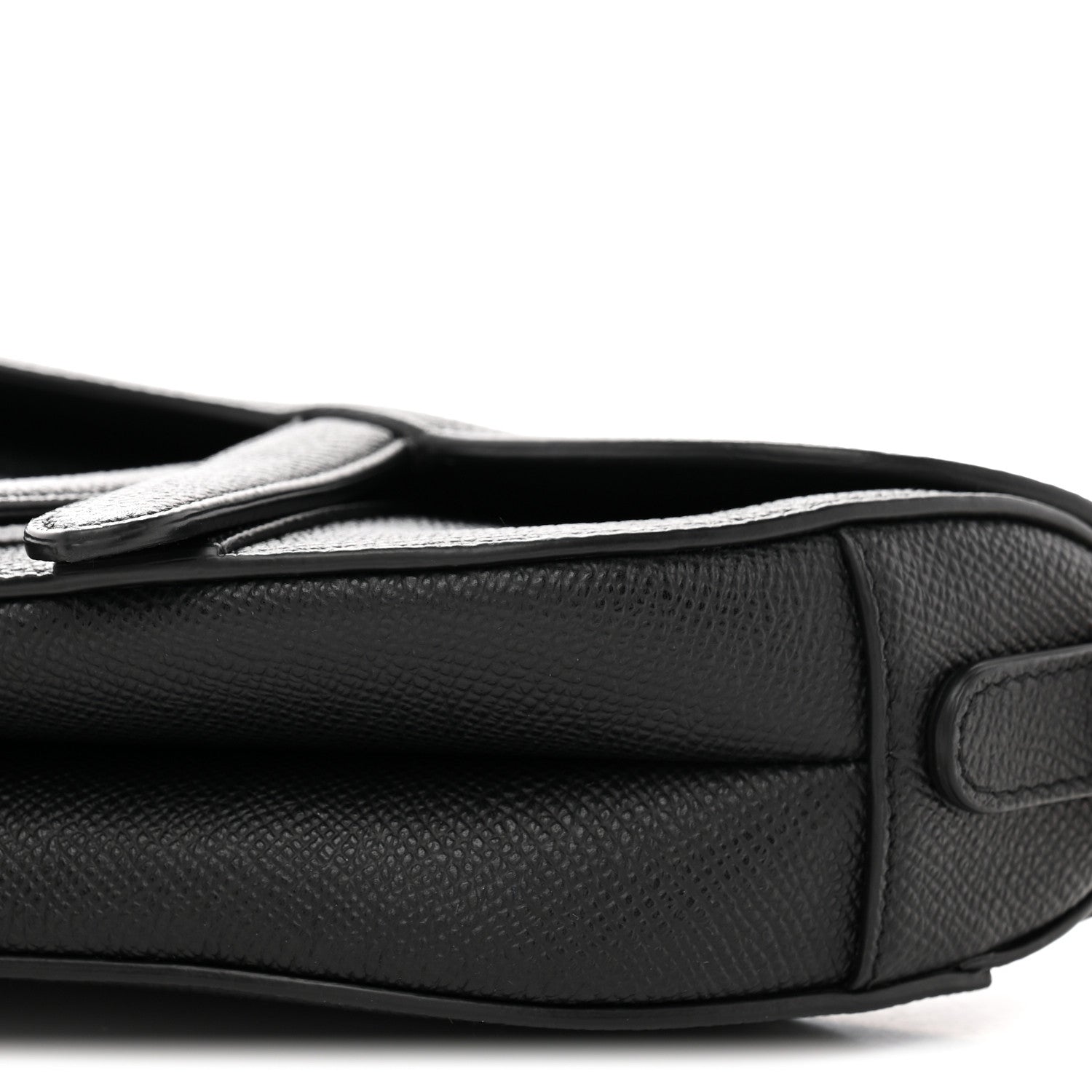 Grained Calfskin Mini Saddle Bag Black
