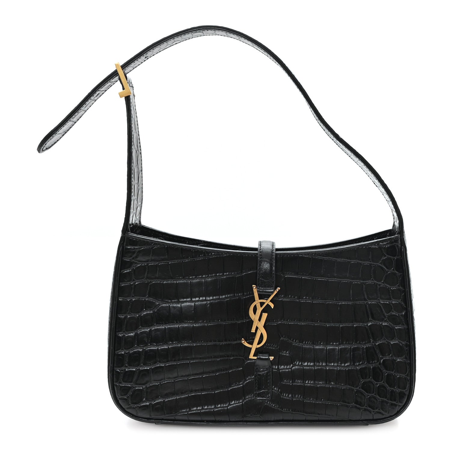 Calfskin Crocodile Embossed LE 5 A 7 Hobo Black