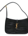 Calfskin Crocodile Embossed LE 5 A 7 Hobo Black