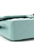 Caviar Quilted Medium Double Flap Light Blue