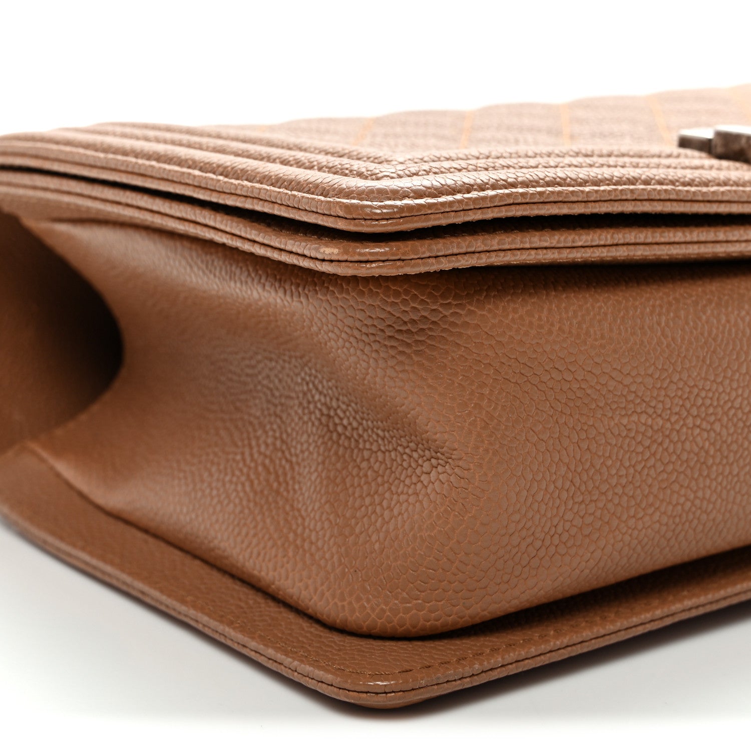 Caviar Quilted Medium Boy Flap Light Brown