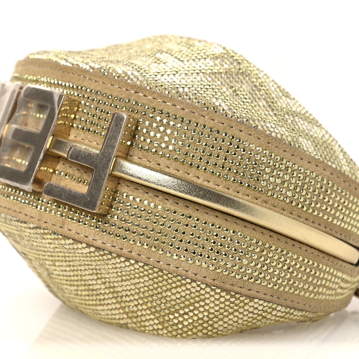 Crystal Vitello Laminato Suede FF Nano FNDIgraphy Hobo Bag Platino