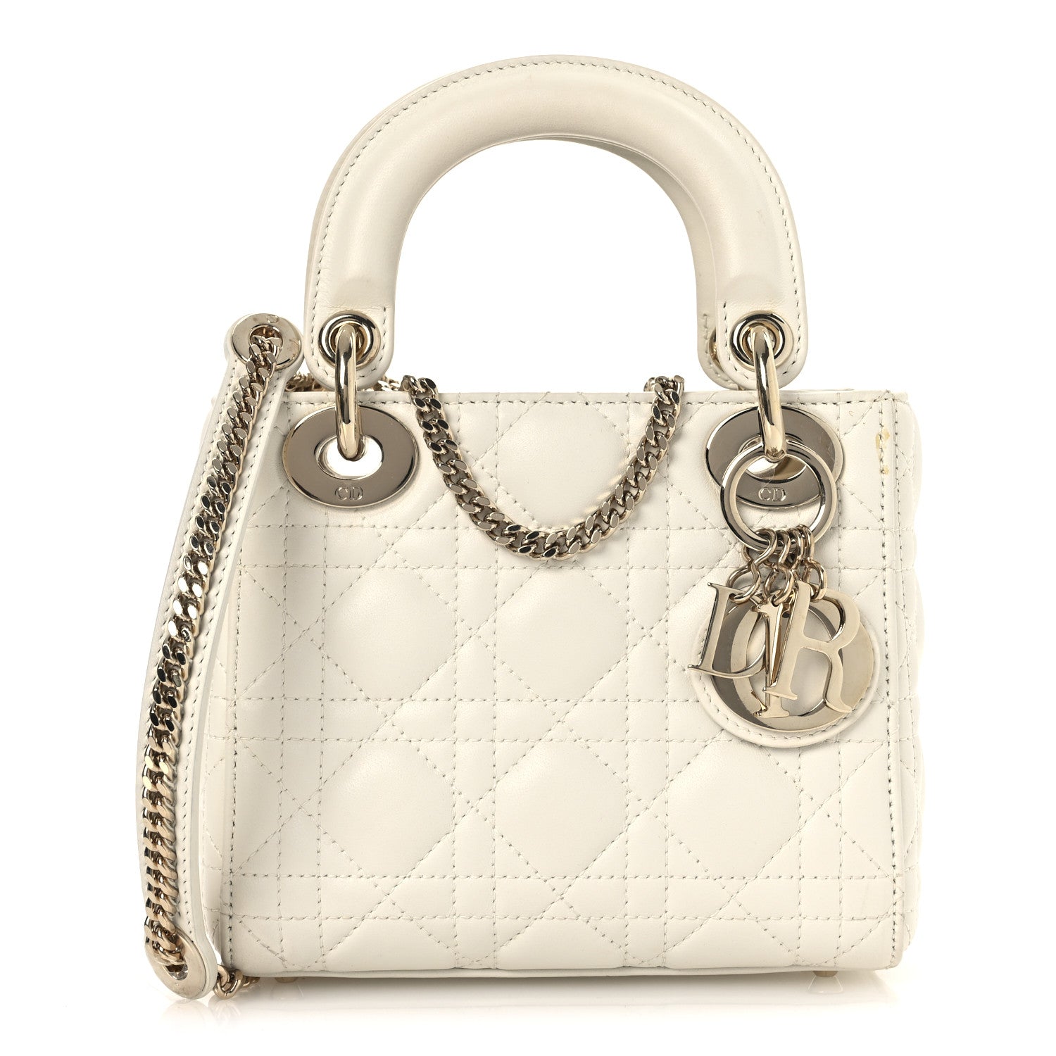 Lambskin Cannage Mini Lady D1OR White