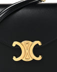 Shiny Calfskin Triomphe Margo Wallet on Chain Black