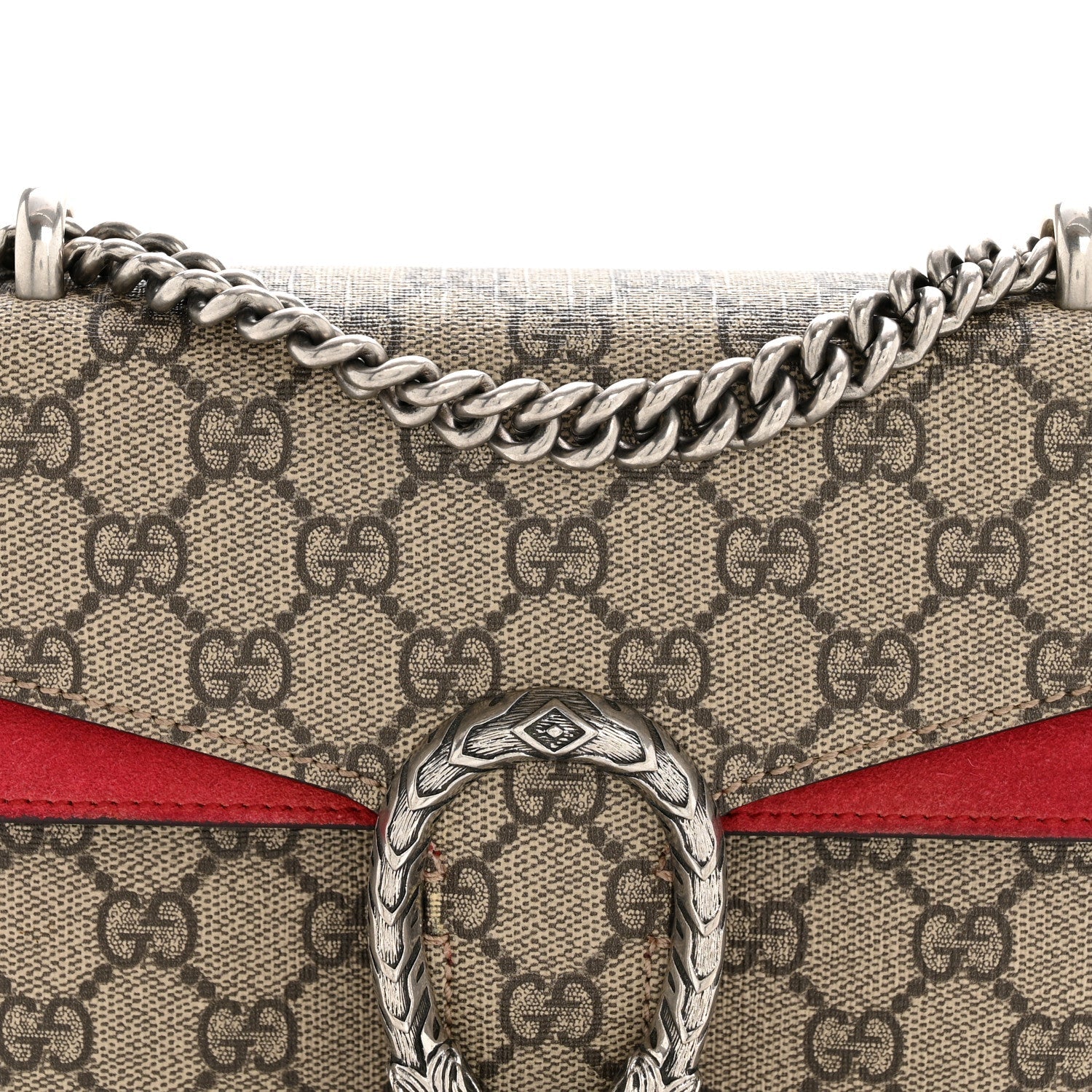 GG Supreme Monogram Mini Dionysus Shoulder Bag Hibiscus Red