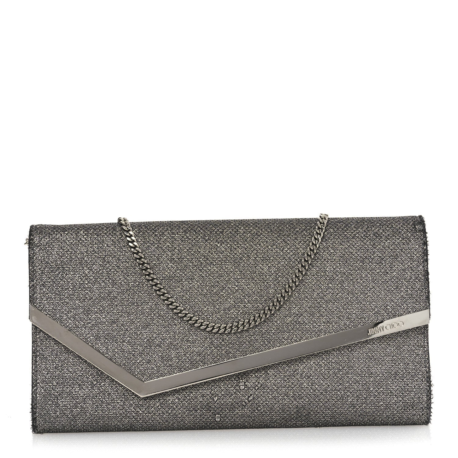 Glitter Fabric Erica Chain Clutch  Anthracite