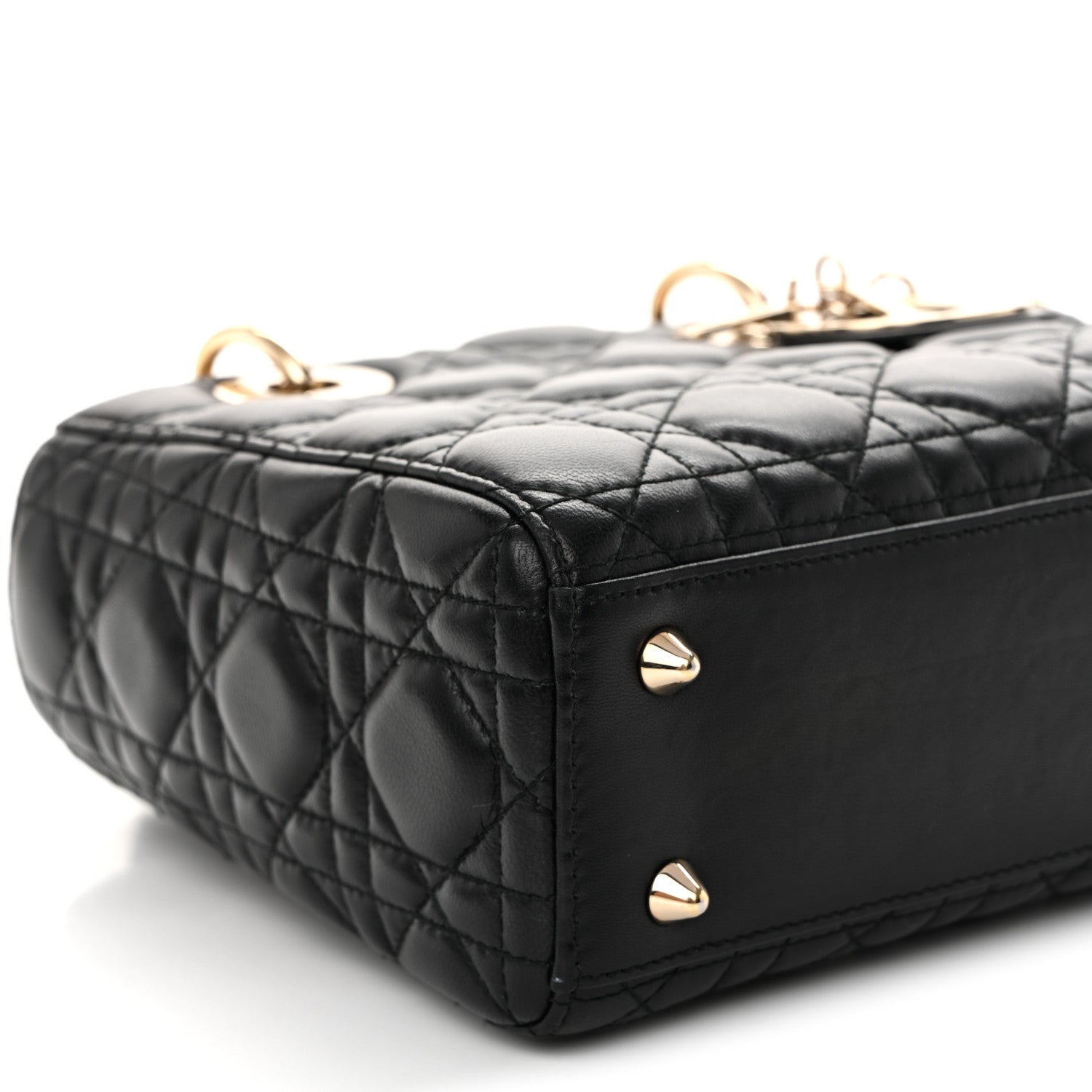 Lambskin Cannage Small Lucky Badges My Lady D1OR Black