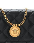 Lambskin Quilted Medusa Wallet On Chain Crossbody Black
