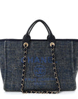 Lurex Canvas Medium Deauville Tote Navy Blue