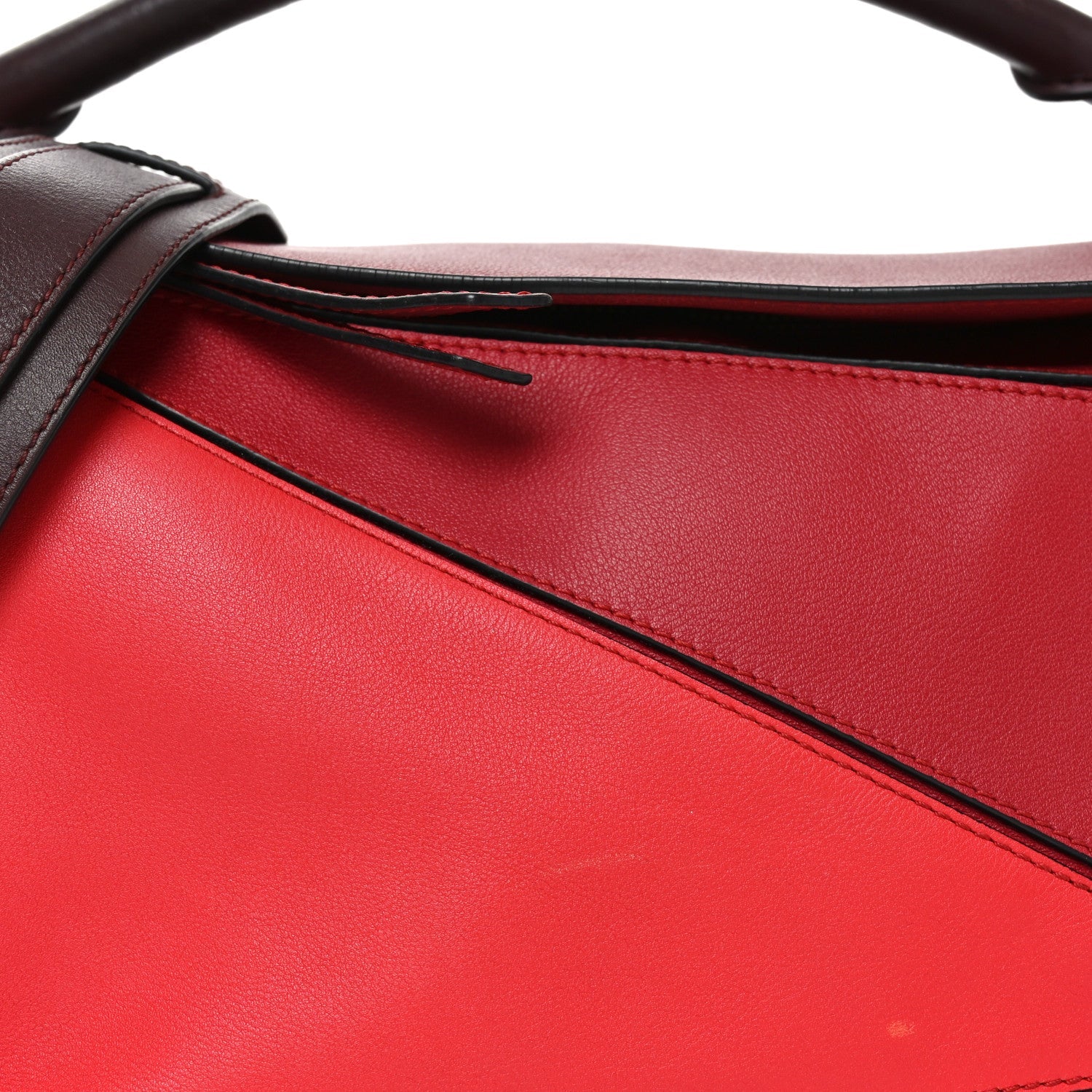 Calfskin Colorblock Medium Puzzle Bag Red