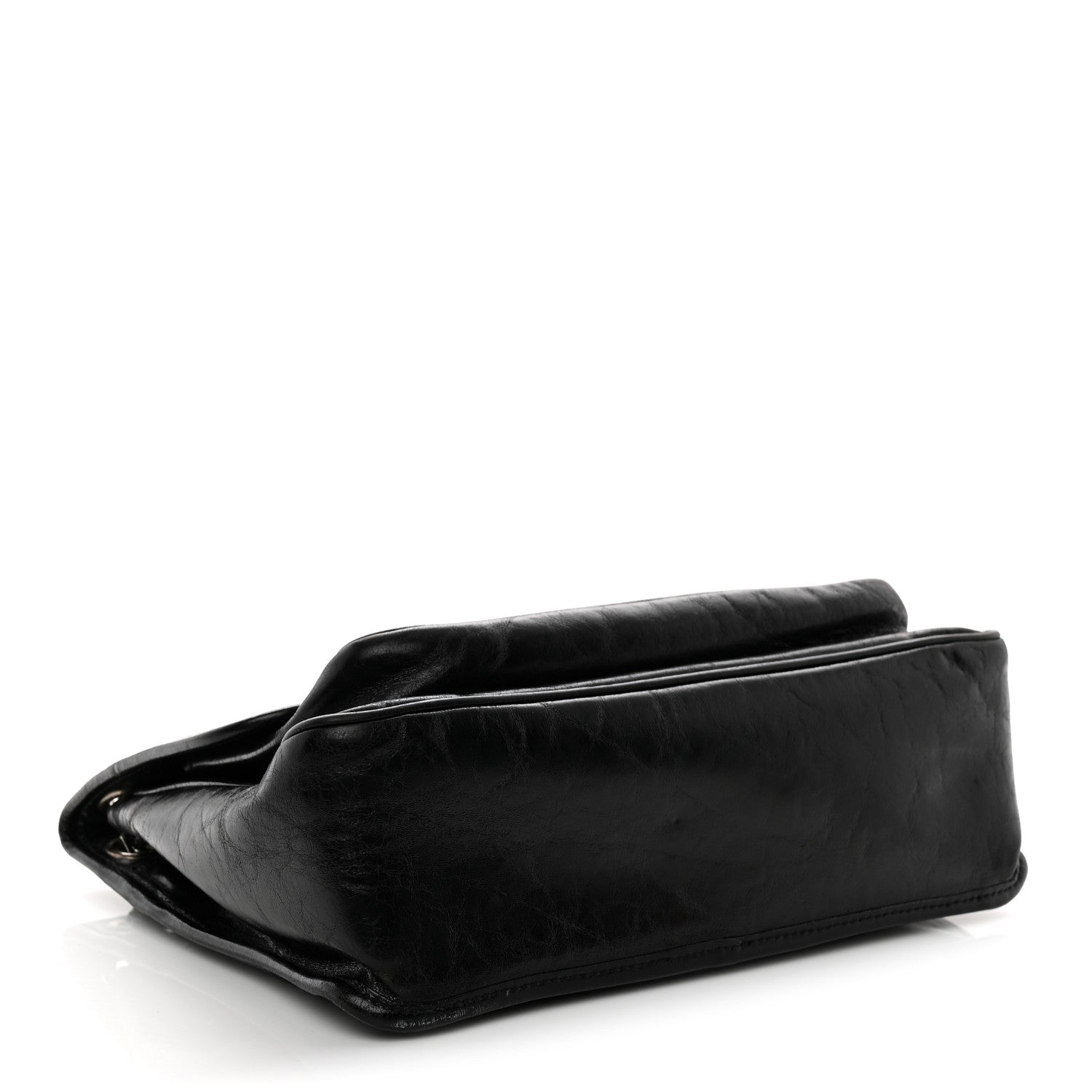 Crinkled Calfskin Monogram Medium Niki Chain Satchel Black
