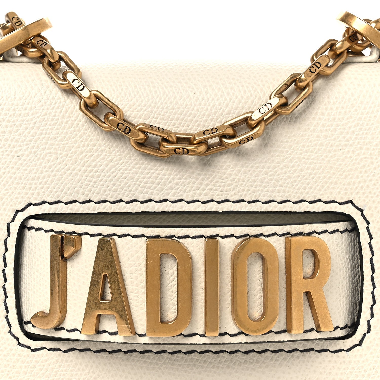 Grained Calfskin Mini J'AD1OR Chain Flap Bag Latte