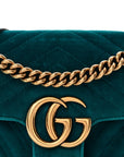 Velvet Matelasse Mini GG Marmont Shoulder Bag Pavone Cyan